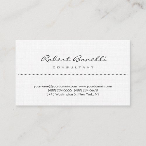 Linen Plain Simple Script Consultant Business Card