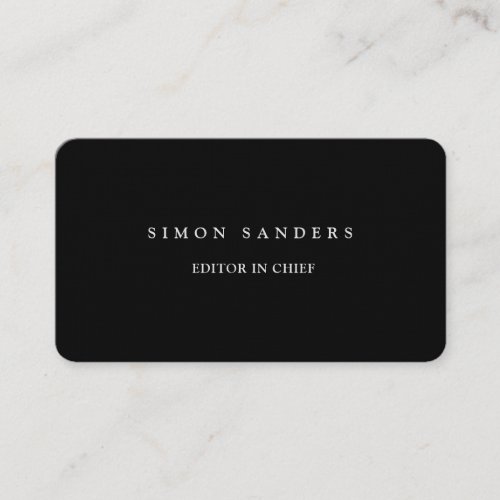 Linen Plain Unique Minimalist Black Business Card