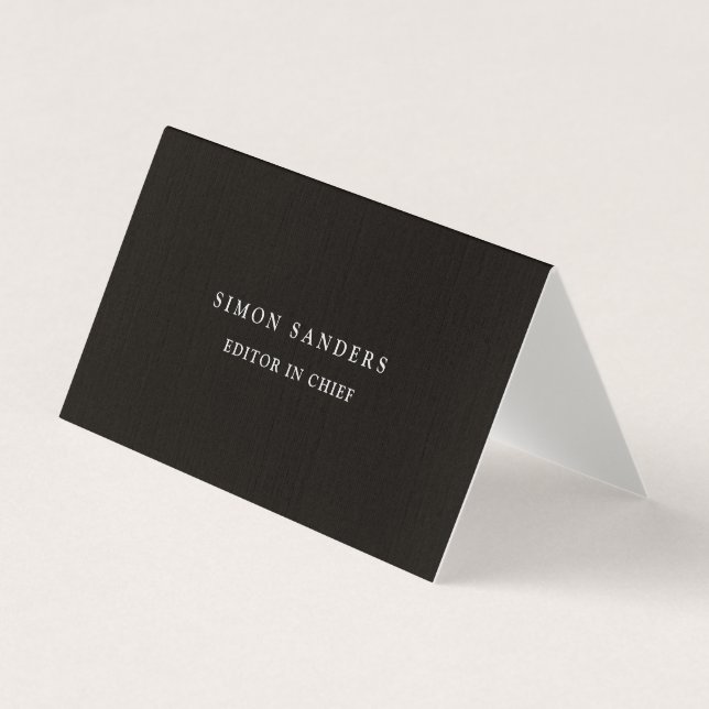 Linen Plain Unique Minimalist Smoky Black Business Card (Front)