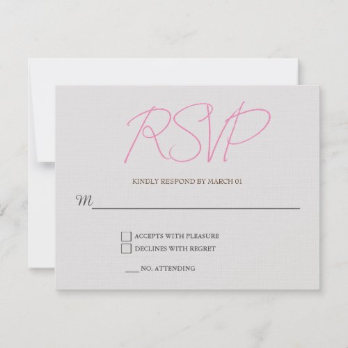 Linen Plain Wedding RSVP Response Reply Card