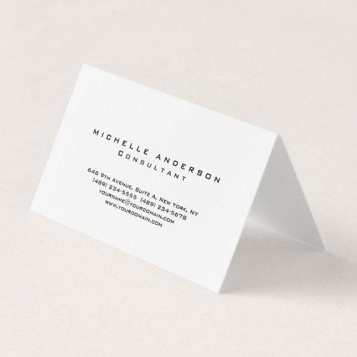 Linen Plain White Simple Professional Minimalist Business Card