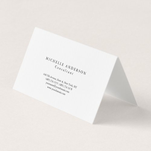 Linen Plain White Simple Professional Minimalist Business Card