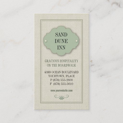 Customizable Linen Plaque Hospitality Business Card Template