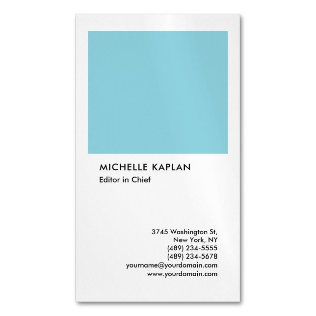 Linen Professional Exclusive Special Blue White Business Card Magnet (Front Vertical)