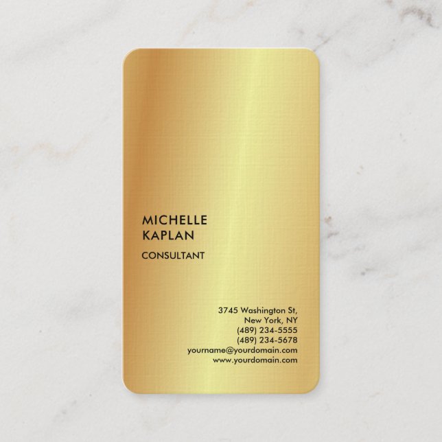 Linen Professional Exclusive Special Gold Color Business Card (Front)