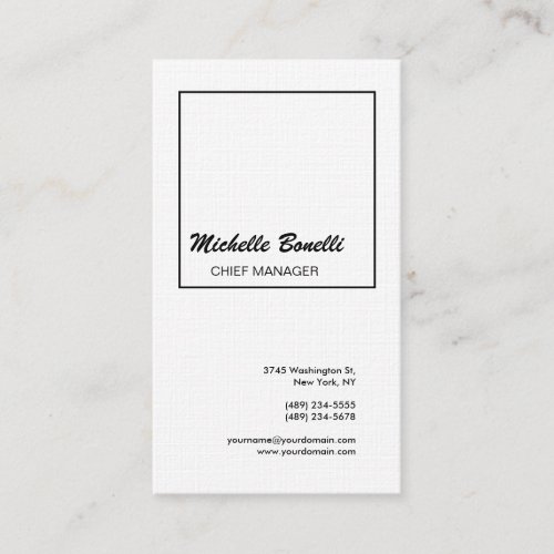 Linen Professional Minimalist Black White Modern Business Card
