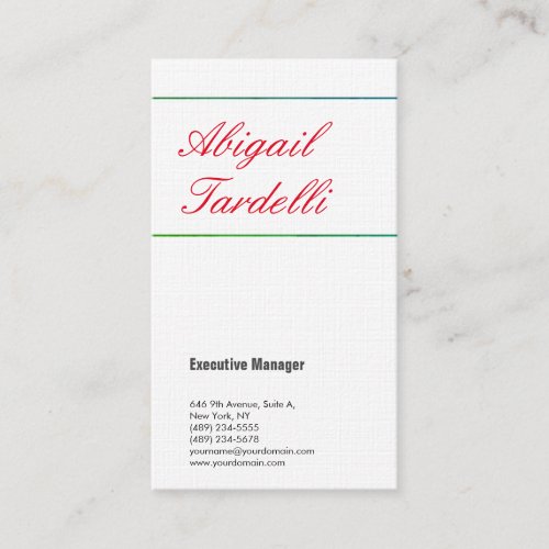 Linen professional minimalist classic handwriting business card