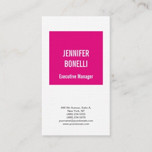 Linen professional minimalist modern pink white business card