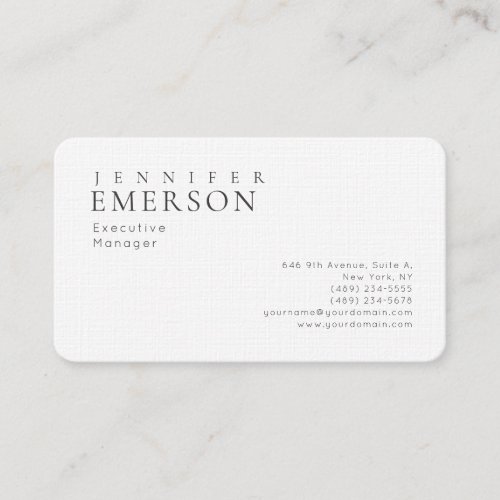 Linen professional minimalist modern plain business card