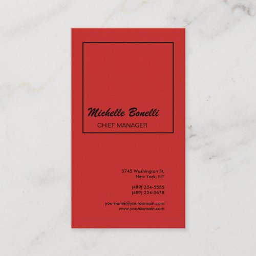 Linen Professional Minimalist Modern Red Business Card