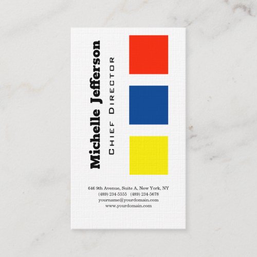 Linen Professional Modern Blue Yellow Red White Business Card