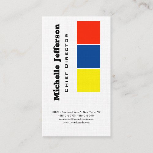 Linen Professional Modern Blue Yellow Red White Business Card