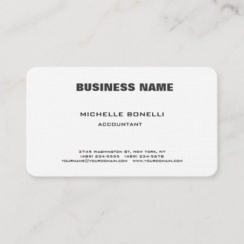 Linen Professional Modern Elegant Minimalist Plain Business Card