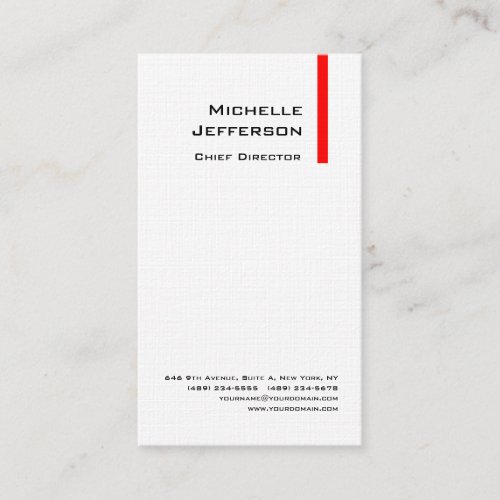 Linen Professional Modern Red White Business Card