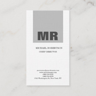 Linen Professional Monogram Grey & White Plain Business Card