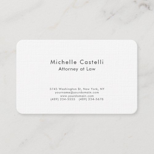 Linen Professional Plain Classical Black & White Business Card