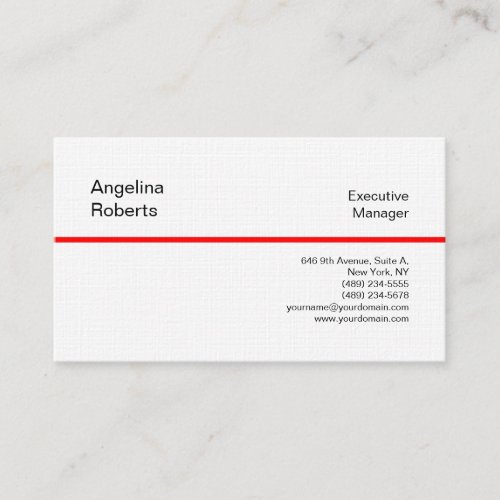 Linen professional plain minimalist red white business card
