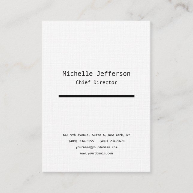 Linen Professional Plain Stylish Modern Minimalist Business Card (Front)