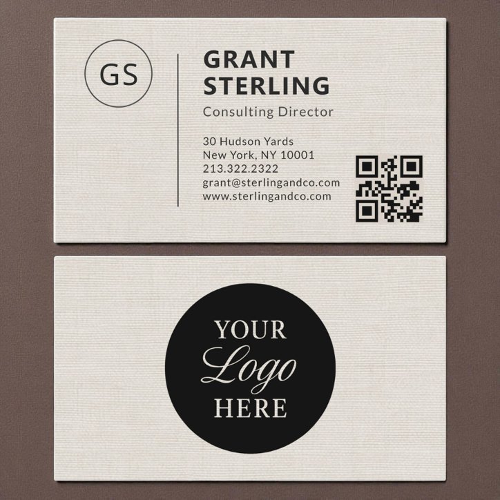 Linen Professional QR Code Company Logo Business Card