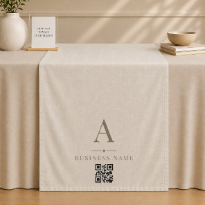 Linen QR Code Business Table Runner Banner Tapestry