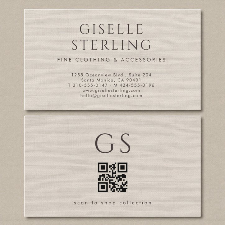 Linen QR Code Luxury Boutique Clothing Business Card