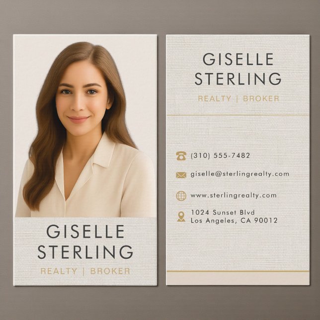 Linen Real Estate Broker Professional Elegant Business Card (Creator Uploaded)
