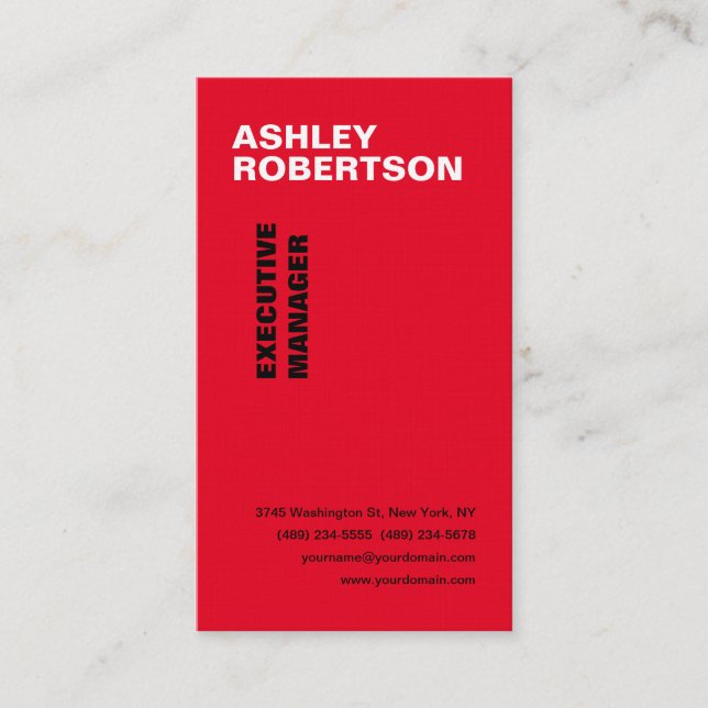 Linen Red Modern Professional Minimalist Business Card (Front)