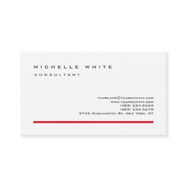 Linen Red White Classic Elegant Plain Professional Business Card Linen Red White Classic Elegant Plain Professional Business Card