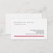 Linen Red White Classic Elegant Plain Professional Business Card (Front/Back)