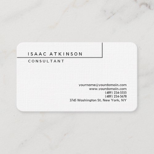 Linen Rounded Classic Elegant Plain Professional Business Card