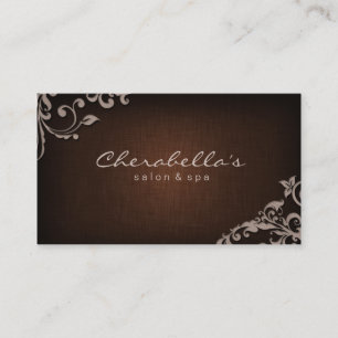 Linen Salon Spa Floral Business Card Brown Beige