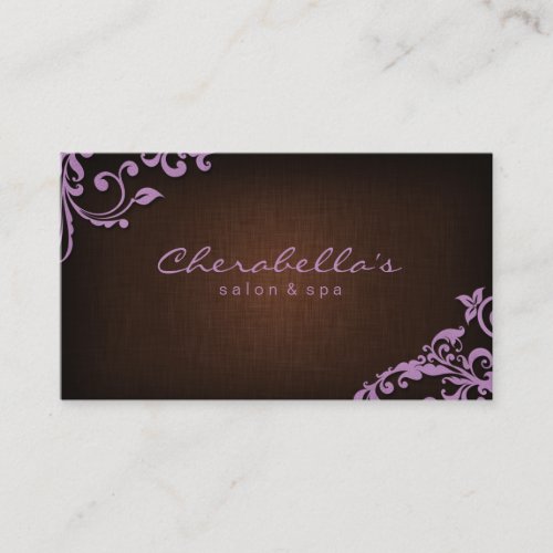 Linen Salon Spa Floral Business Card Brown Purple