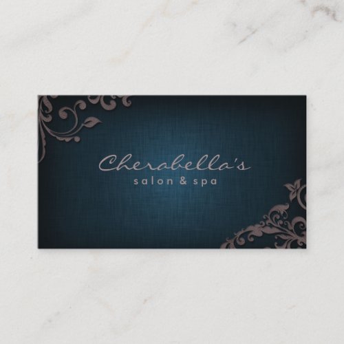 Linen Salon Spa Floral Business Card Denim Taupe