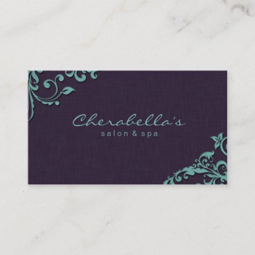 Linen Salon Spa Floral Business Card Purple Blue