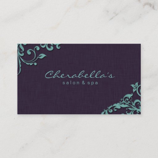 Customizable Linen Salon Spa Floral Business Card Purple Blue