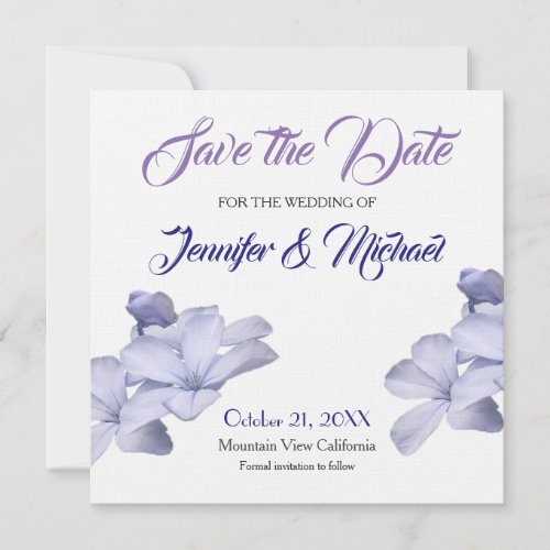 Linen Save the Date Wedding Flowers Elegant Plain