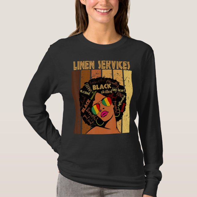 Linen Services Afro African American Black History T-Shirt (Front)