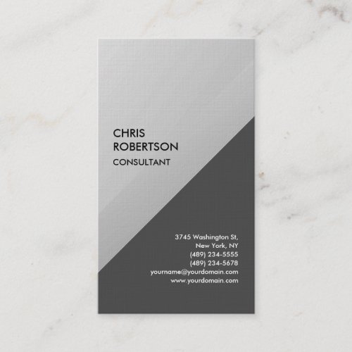 Linen Silver Grey Exclusive Special Modern Unique Business Card