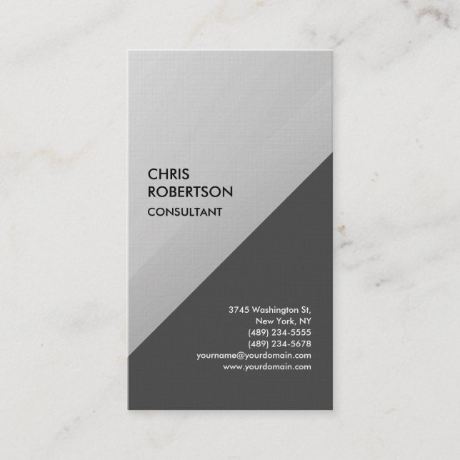 Linen Silver Grey Exclusive Special Modern Unique Business Card (Front)