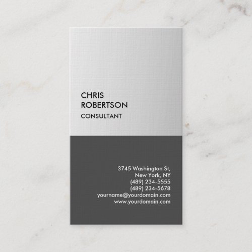 Linen Silver Grey Exclusive Special Modern Unique Business Card