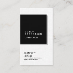 Linen Simple Plain Black & White Modern Minimalist Business Card