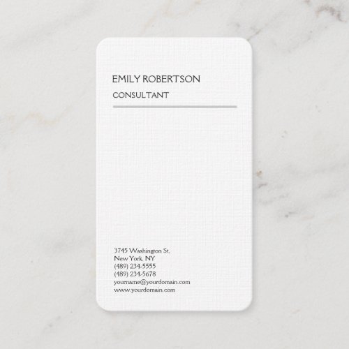 Linen Simple Plain Black White Modern Minimalist Business Card