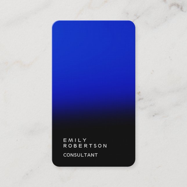 Linen Simple Plain Blue Black Modern Minimalist Business Card (Front)