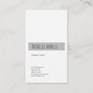Linen Simple Plain Modern Minimalist Grey White Business Card