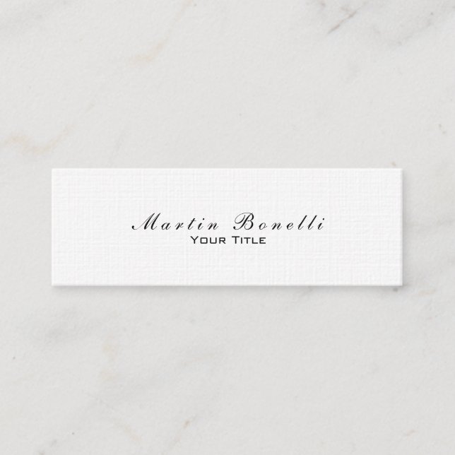 Linen Simple Stylish Trendy White Business Card (Front)