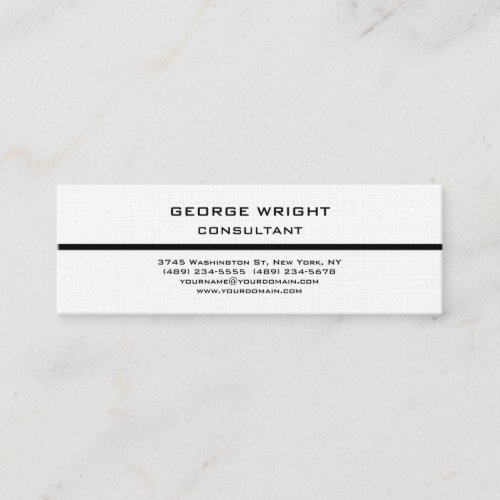 Linen Skinny Plain Simple Attractive Minimalist Mini Business Card