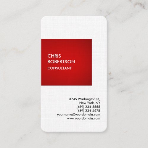 Linen Special Red Private Unique Personal Business Card