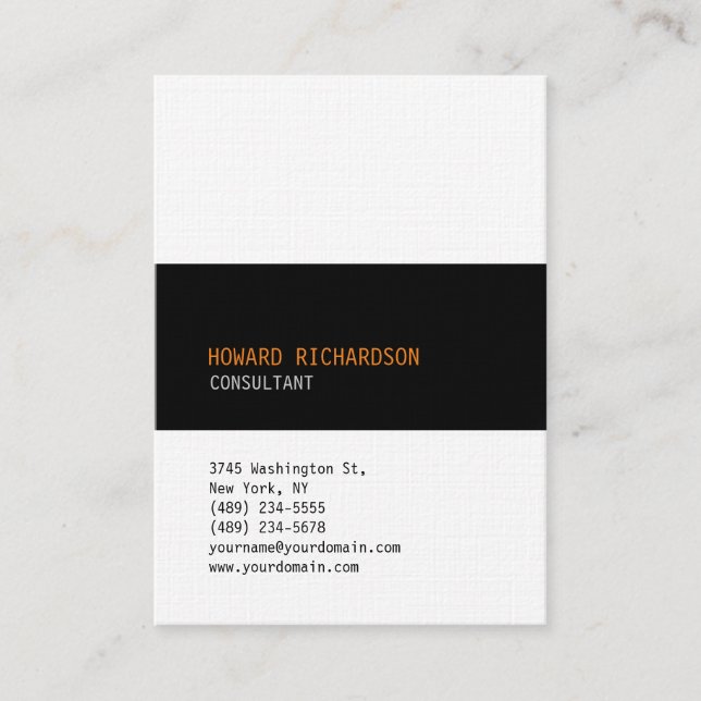 Linen Stylish Minimalist Elegant Plain Gray Black Business Card (Front)
