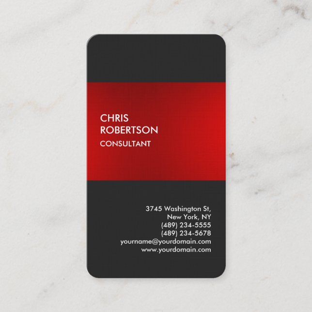 Linen stylish Red Gray Profile Card (Front)