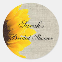 Linen Sunflower Rustic Bridal Shower Sticker